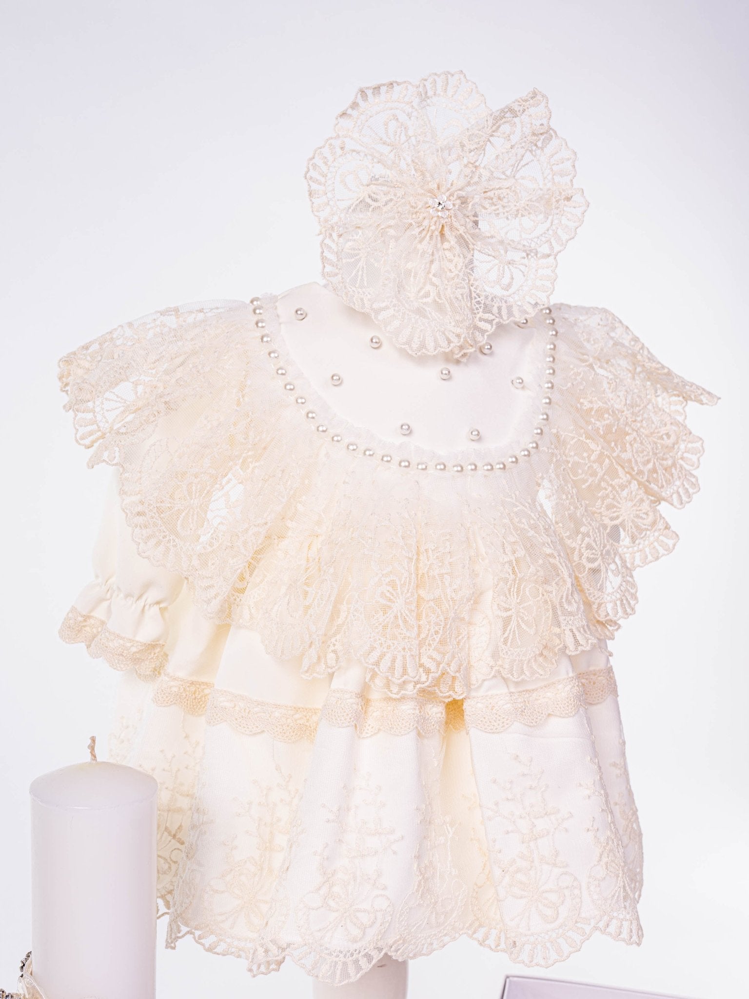 Set Complet Botez Bebelusi cu Rochita, Trusou si Lumanare - Isabel - Botez bebelusi