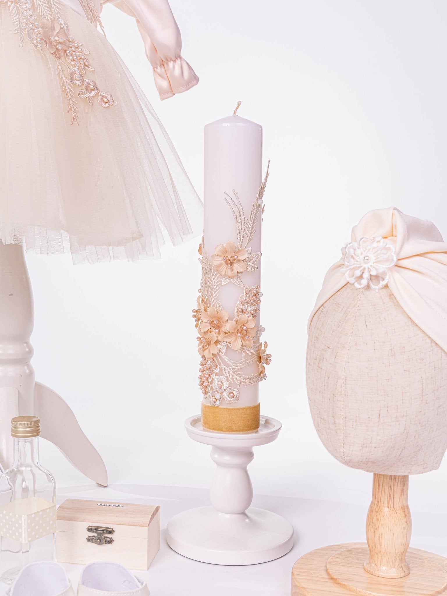 Set Complet Botez Bebelusi cu Rochita, Trusou si Lumanare - Letizia - Botez bebelusi