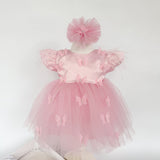 Set Complet Botez Bebelusi cu Rochita Vaporoasa si Trusou Hand Made - Romina - Botez bebelusi