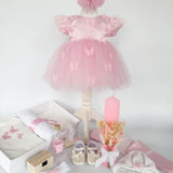 Set Complet Botez Bebelusi cu Rochita Vaporoasa si Trusou Hand Made - Romina - Botez bebelusi