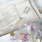 Set Complet Botez cu Rochita Vaporoasa si Trusou Hand Made - Roxy - Botez bebelusi