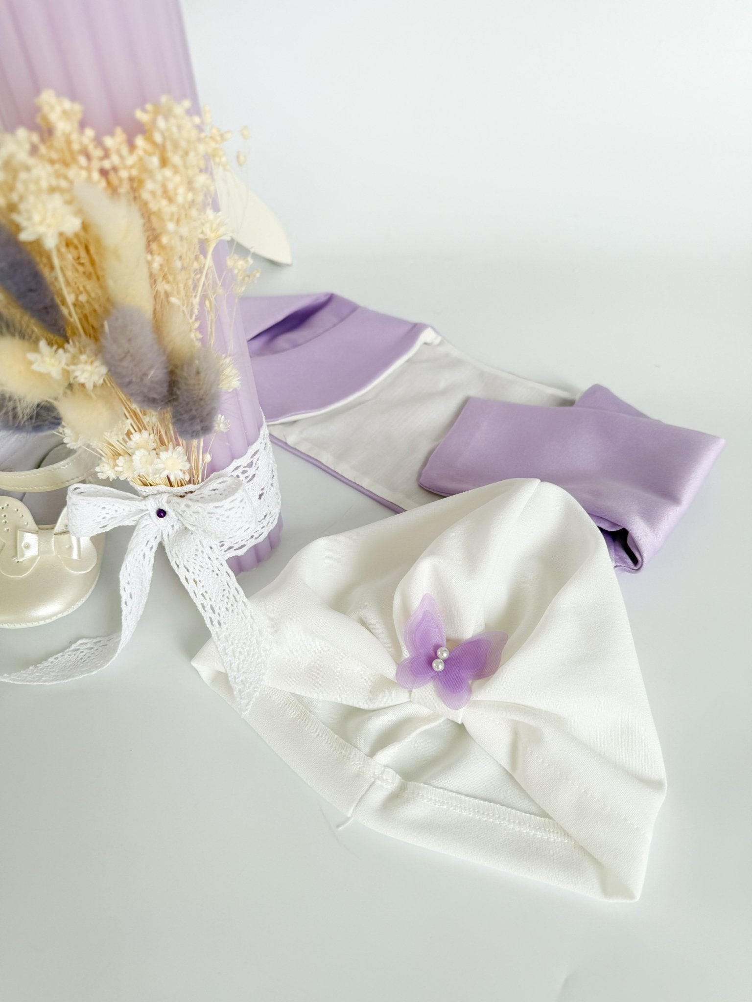 Set Complet Botez cu Rochita Vaporoasa si Trusou Hand Made - Roxy - Botez bebelusi