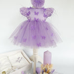 Set Complet Botez cu Rochita Vaporoasa si Trusou Hand Made - Roxy - Botez bebelusi