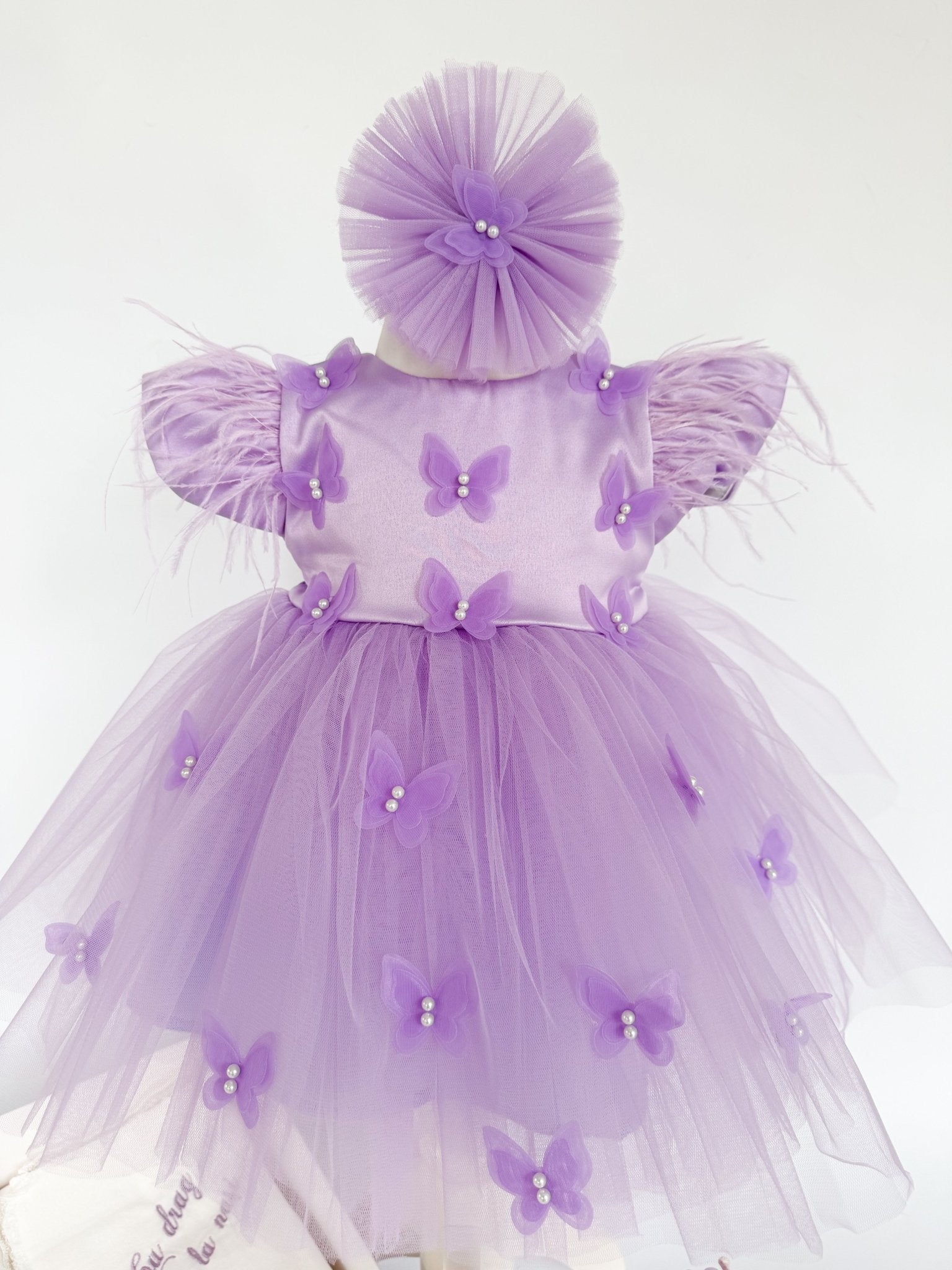 Set Complet Botez cu Rochita Vaporoasa si Trusou Hand Made - Roxy - Botez bebelusi