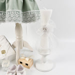 Set complet de botez pentru fetita Palma - verde salvie, cu rochita din catifea si dantela - Botez bebelusi