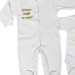 Set de baie pentru bebelusi cu 5 piese, personalizat cu mesaj - “Prima baita cu nașii” - Leu - Botez bebelusi