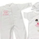Set de baie pentru bebelusi ,personalizat cu mesaj“Prima baita cu nașii” - Balerina roz - Botez bebelusi