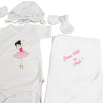 Set de baie pentru bebelusi ,personalizat cu mesaj“Prima baita cu nașii” - Balerina roz - Botez bebelusi