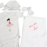 Set de baie pentru bebelusi ,personalizat cu mesaj“Prima baita cu nașii” - Balerina roz - Botez bebelusi