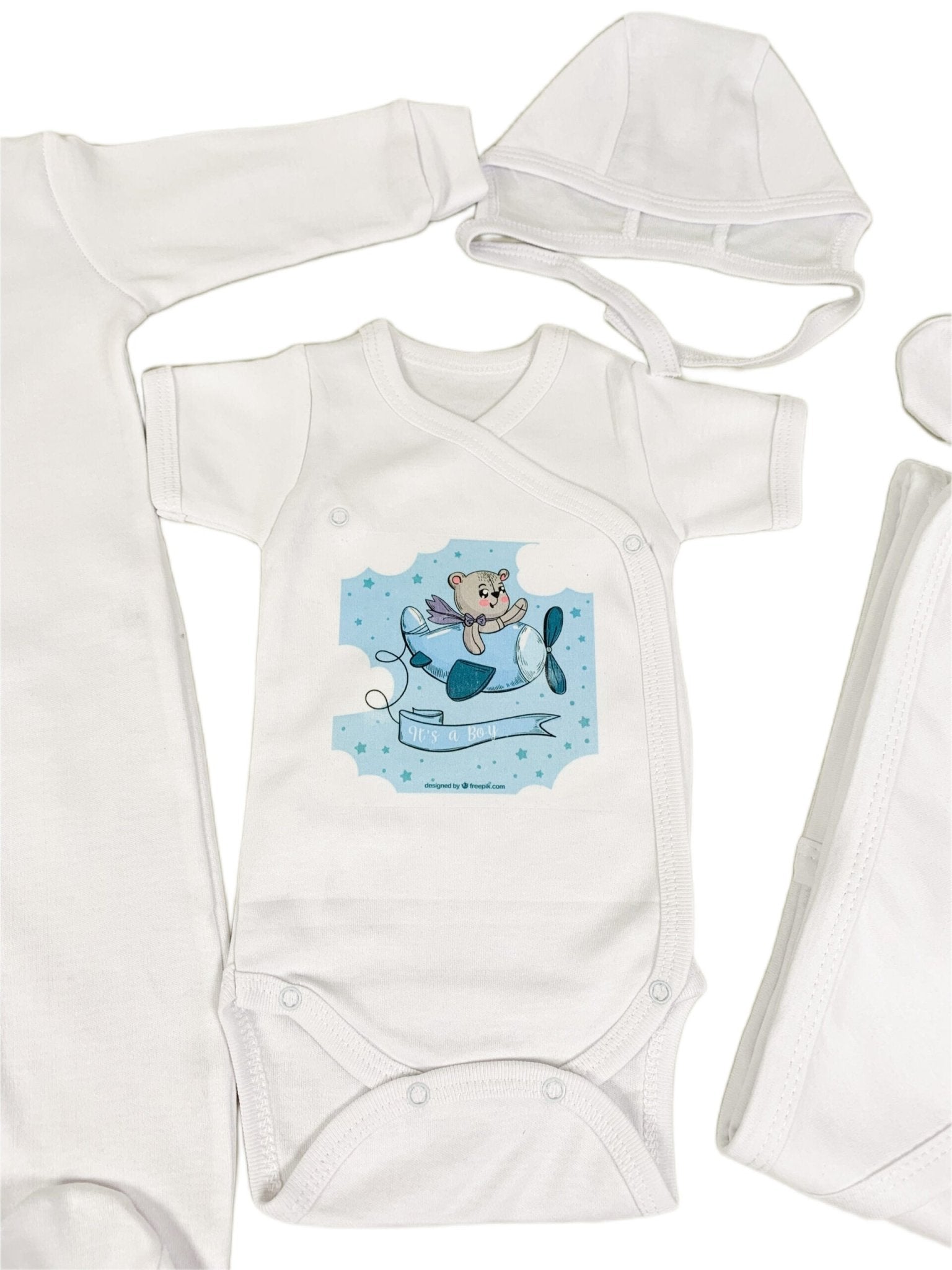 Set de baie pentru bebelusi - personalizat cu ursulet - 5 piese - Botez bebelusi