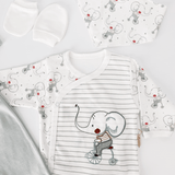 Set Hainute 5 Piese Bebelusi - Bluzita Alba, Pantalonasi si Accesorii - Botez bebelusi