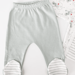 Set Hainute 5 Piese Bebelusi - Bluzita Alba, Pantalonasi si Accesorii - Botez bebelusi