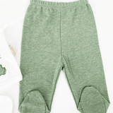 Set Hainute 5 Piese Bebelusi - Bluzita Alba, Pantalonasi Verzi si Accesorii - Botez bebelusi