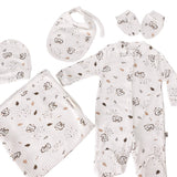 Set Hainute 5 Piese Bebelusi - Salopeta Alba, Paturica si Accesorii - Botez bebelusi