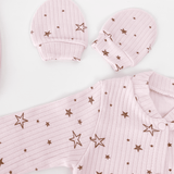 Set Hainute 5 Piese Bebelusi - Salopeta Roz, Paturica si Accesorii - Botez bebelusi