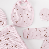 Set Hainute 5 Piese Bebelusi - Salopeta Roz, Paturica si Accesorii - Botez bebelusi