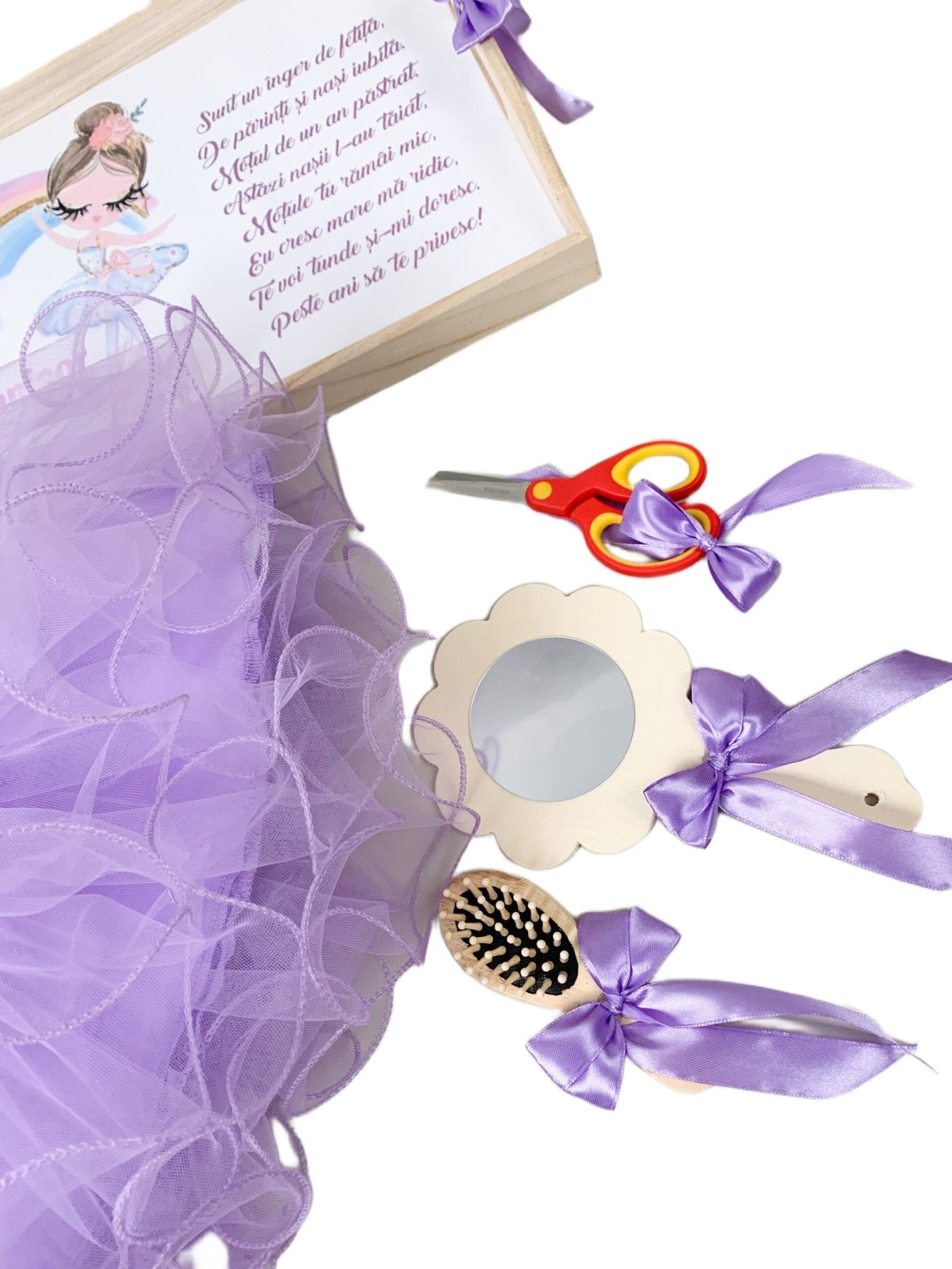 Set lila personalizat aniversare 1 an - Balerina - Botez bebelusi