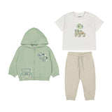 Set Mayoral 3 Piese - Hanorac cu Gluga, Tricou si Pantaloni Trening Verde - Matcha - Botez bebelusi