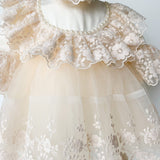 Set pentru botez fetita, rochie cu dantela Aimee,lumanare ceara naturala,trusou - Botez bebelusi