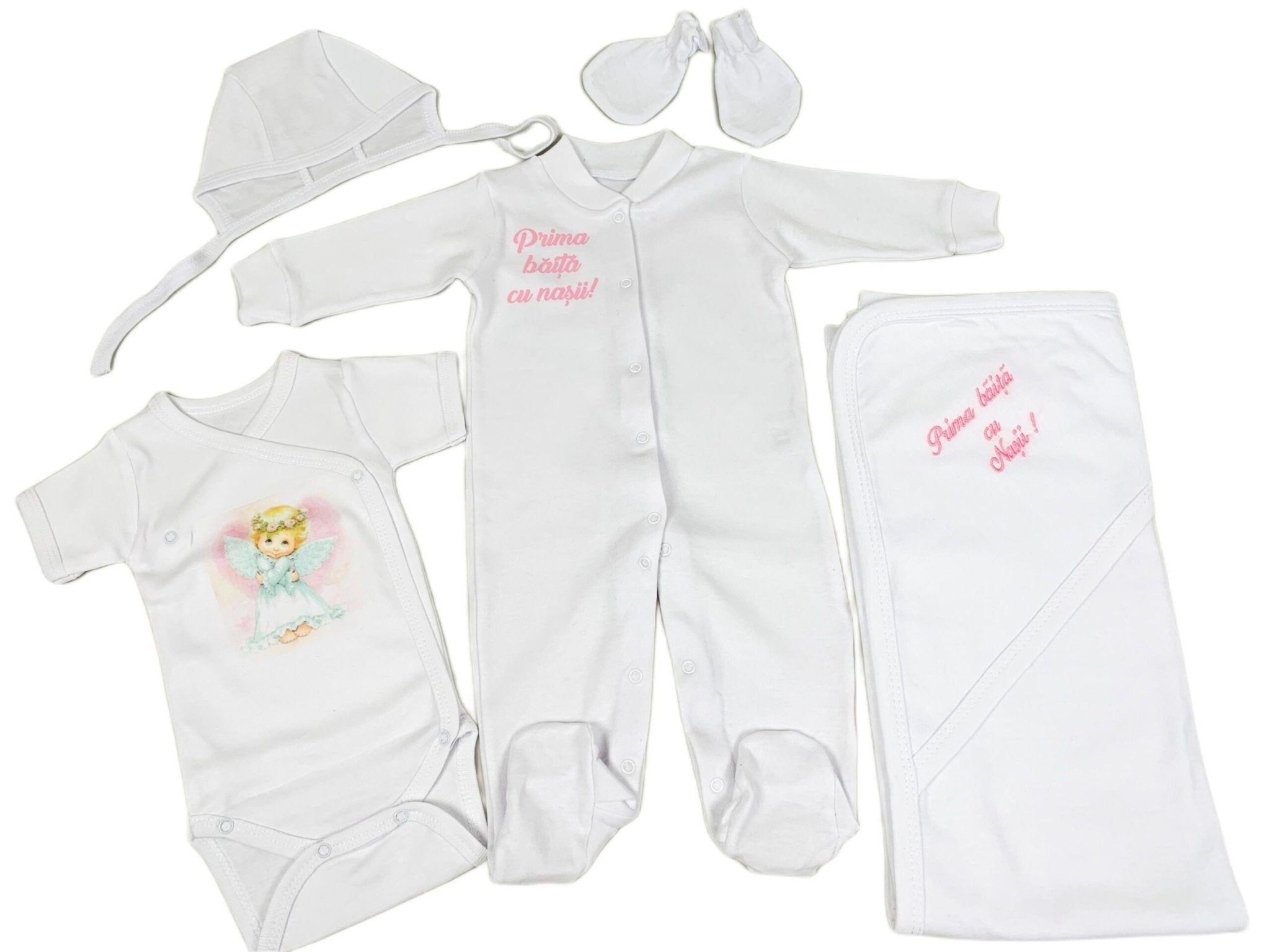 Set pentru prima baita cu nașii - personaj ingeras - Botez bebelusi