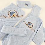 Set pufos baie baiat - albastru cu ursulet - Botez bebelusi