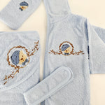 Set pufos baie baiat - albastru cu ursulet - Botez bebelusi