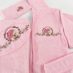 Set pufos baie fetita - roz cu ursulet - Botez bebelusi