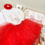 Set rosu personalizat aniversare 1 an - Ingeras - Botez bebelusi