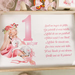 Set roz personalizat aniversare 1 an - Fata cu unicorn - Botez bebelusi