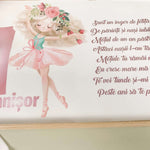 Set roz pudra personalizat aniversare 1 an - Zana - Botez bebelusi