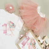 Set roz pudra personalizat aniversare 1 an - Zana - Botez bebelusi