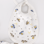 Set salopeta alba baiat cu masinute - 4 piese - Botez bebelusi