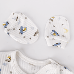 Set salopeta alba baiat cu masinute - 4 piese - Botez bebelusi