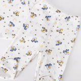 Set salopeta alba baiat cu masinute - 4 piese - Botez bebelusi
