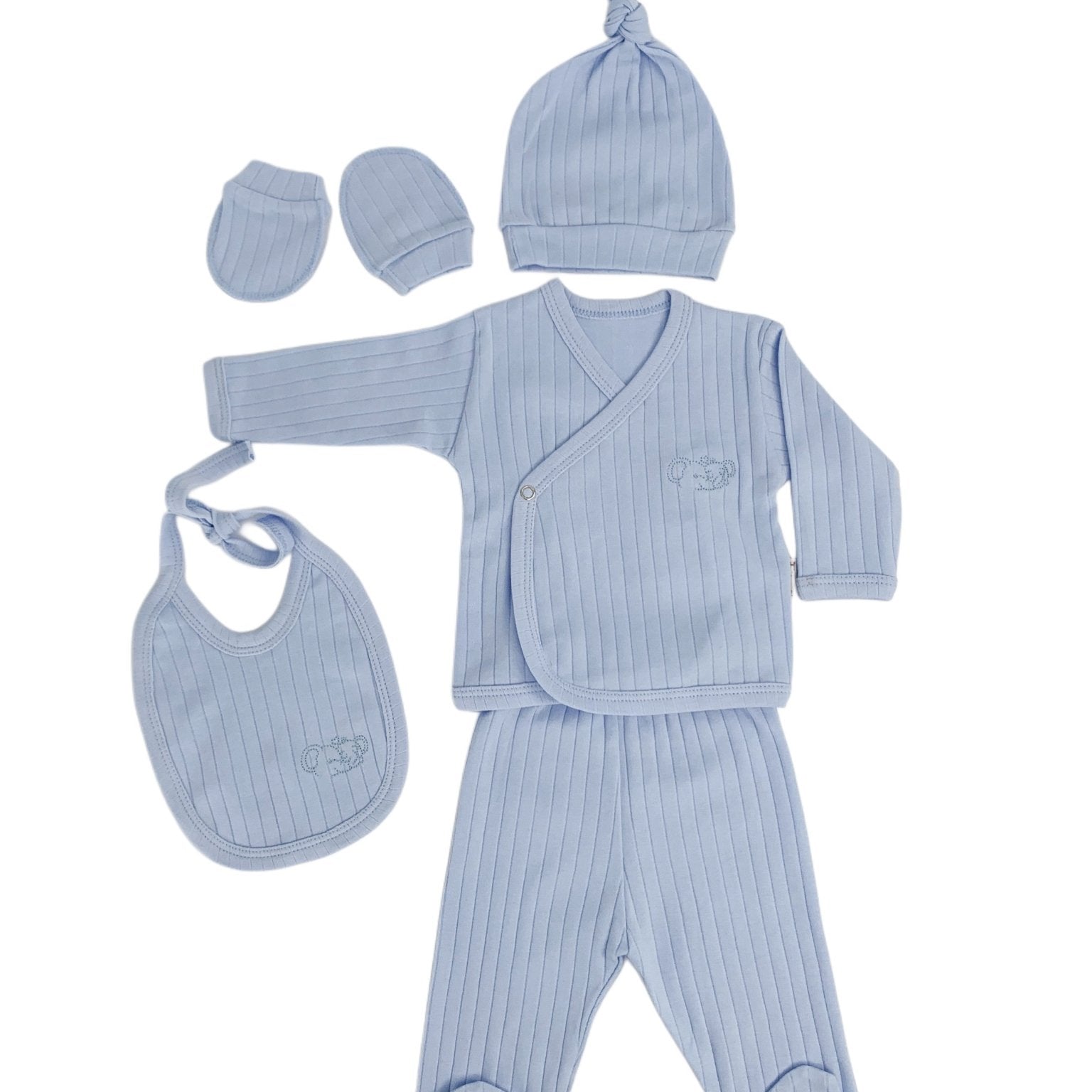 Set salopeta albastra - 5 piese - Botez bebelusi