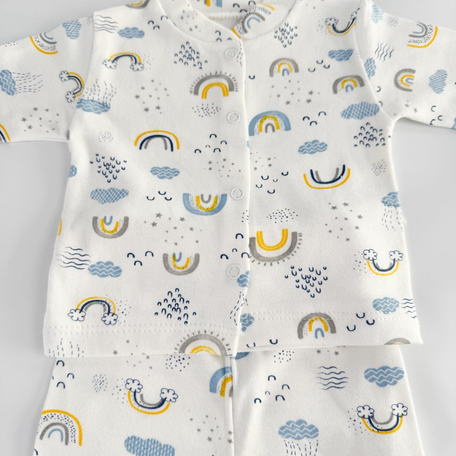 Set salopeta baiat alba cu nori - Botez bebelusi