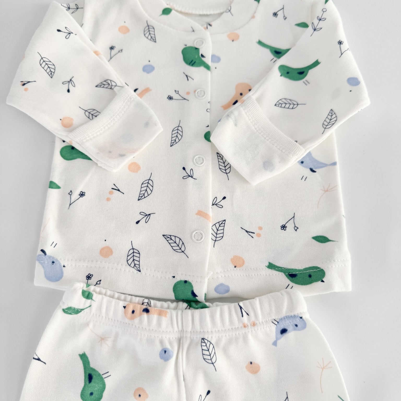 Set salopeta baiat alba cu pasari - Botez bebelusi