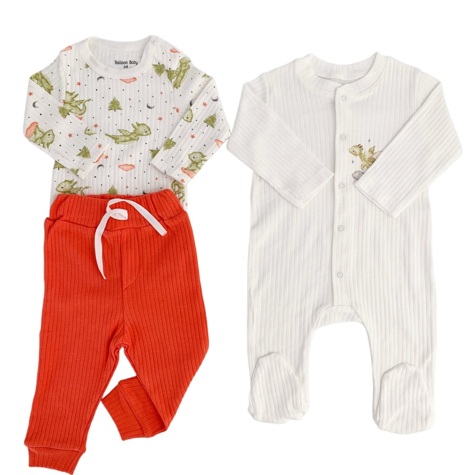 Set salopeta cu dinozauri - 3 piese - Botez bebelusi