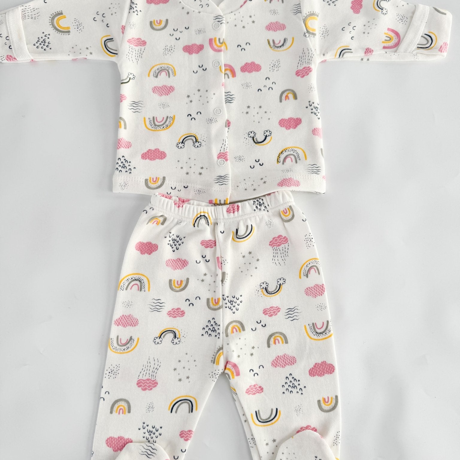 Set salopeta fetita alba cu nori - Botez bebelusi