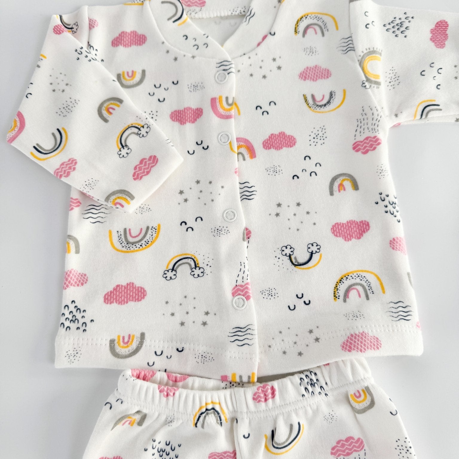 Set salopeta fetita alba cu nori - Botez bebelusi