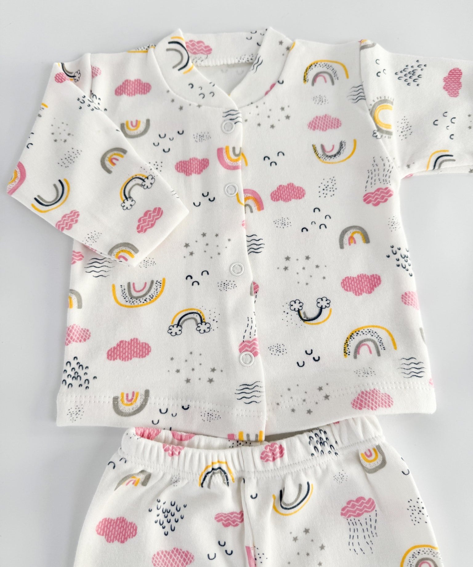 Set salopeta fetita alba cu nori - Botez bebelusi