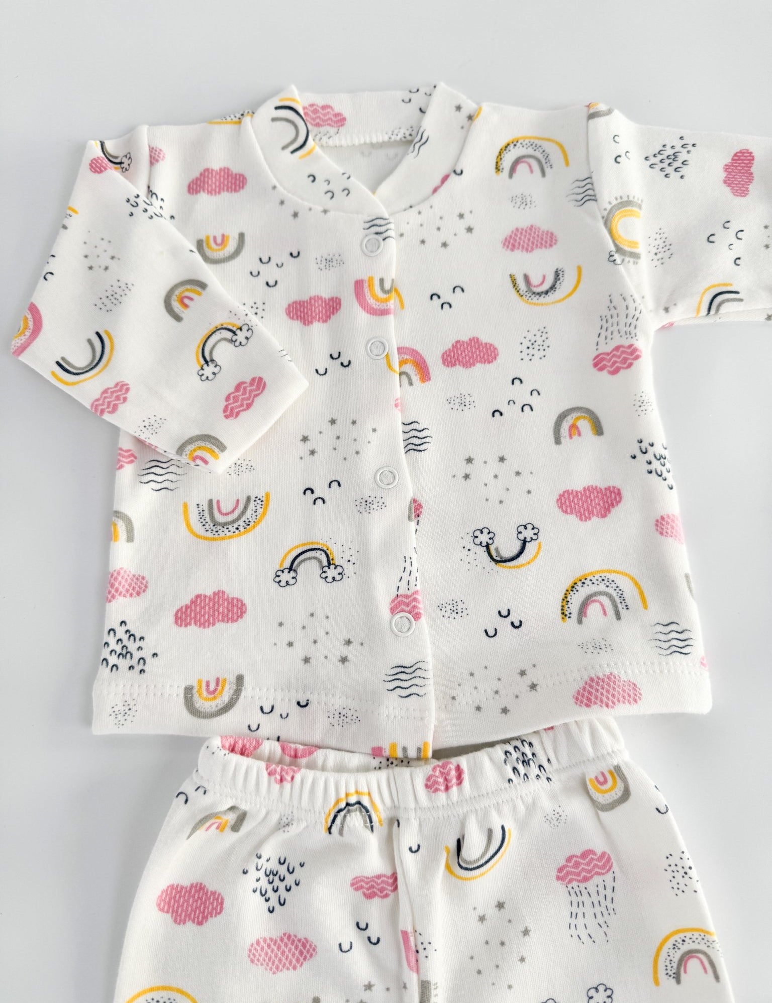 Set salopeta fetita alba cu nori - Botez bebelusi