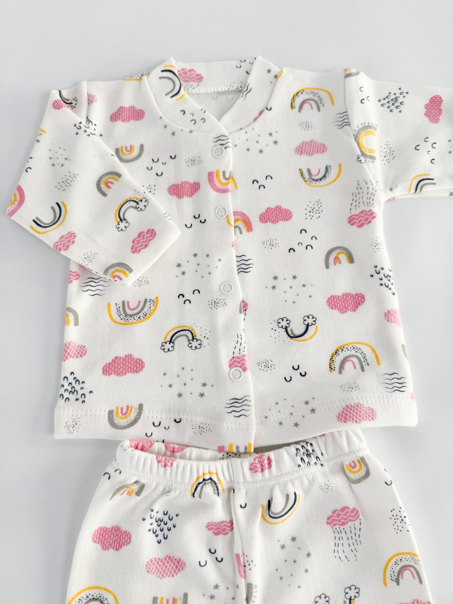Set salopeta fetita alba cu nori - Botez bebelusi