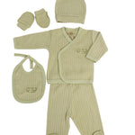 Set salopeta verde - 5 piese - Botez bebelusi