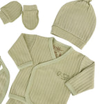 Set salopeta verde - 5 piese - Botez bebelusi