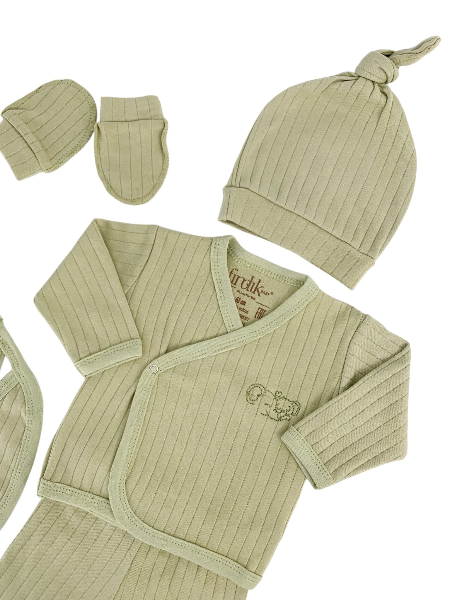 Set salopeta verde - 5 piese - Botez bebelusi