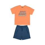 Set Sport Mayoral 2 Piese - Tricou Portocaliu Pantaloni Scurti Albastri - Botez bebelusi