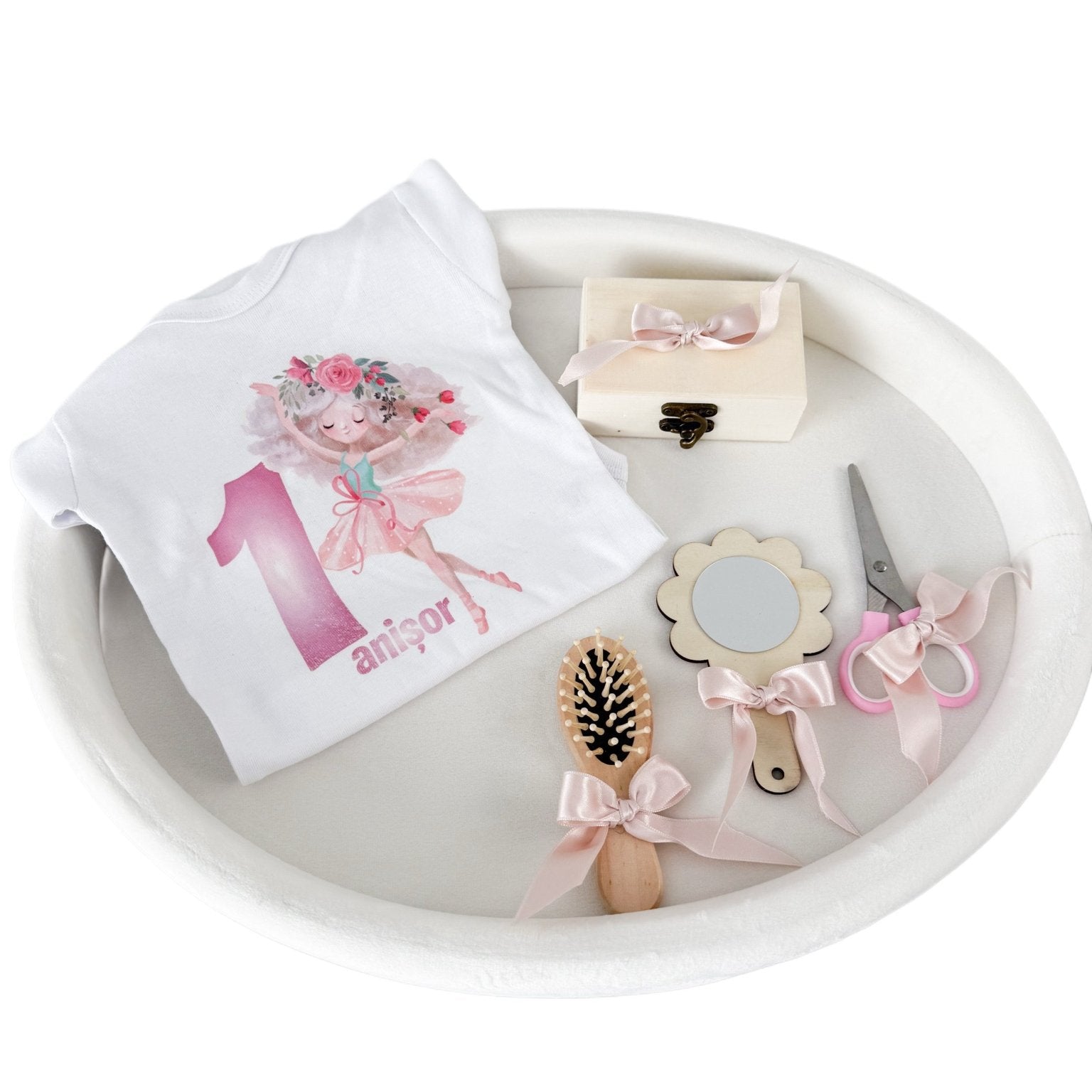 Set tavita fetite taiere mot 1 an - 6 piese - Botez bebelusi