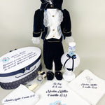 Set trusou Print catifea bleumarin - Botez bebelusi