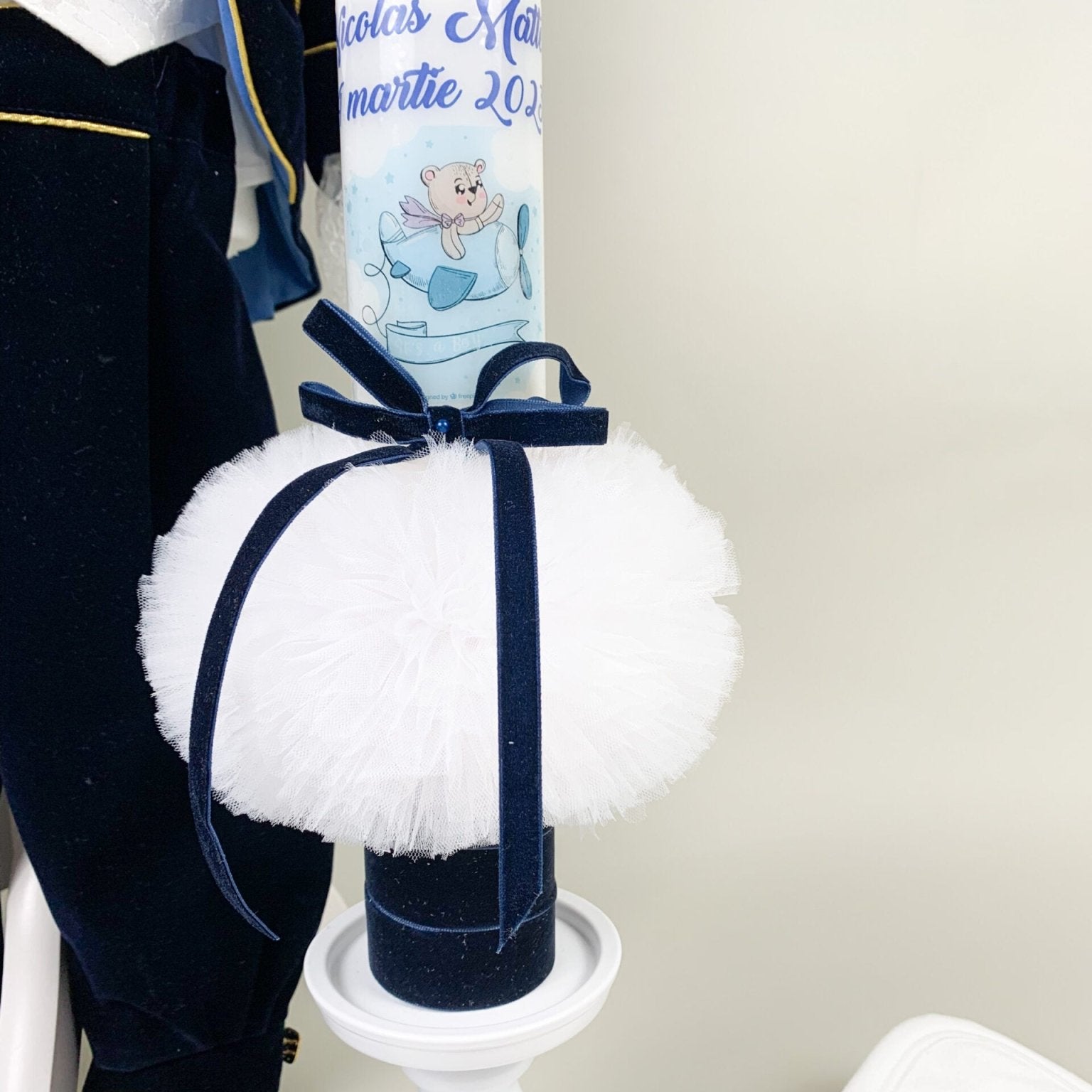 Set trusou Print catifea bleumarin - Botez bebelusi